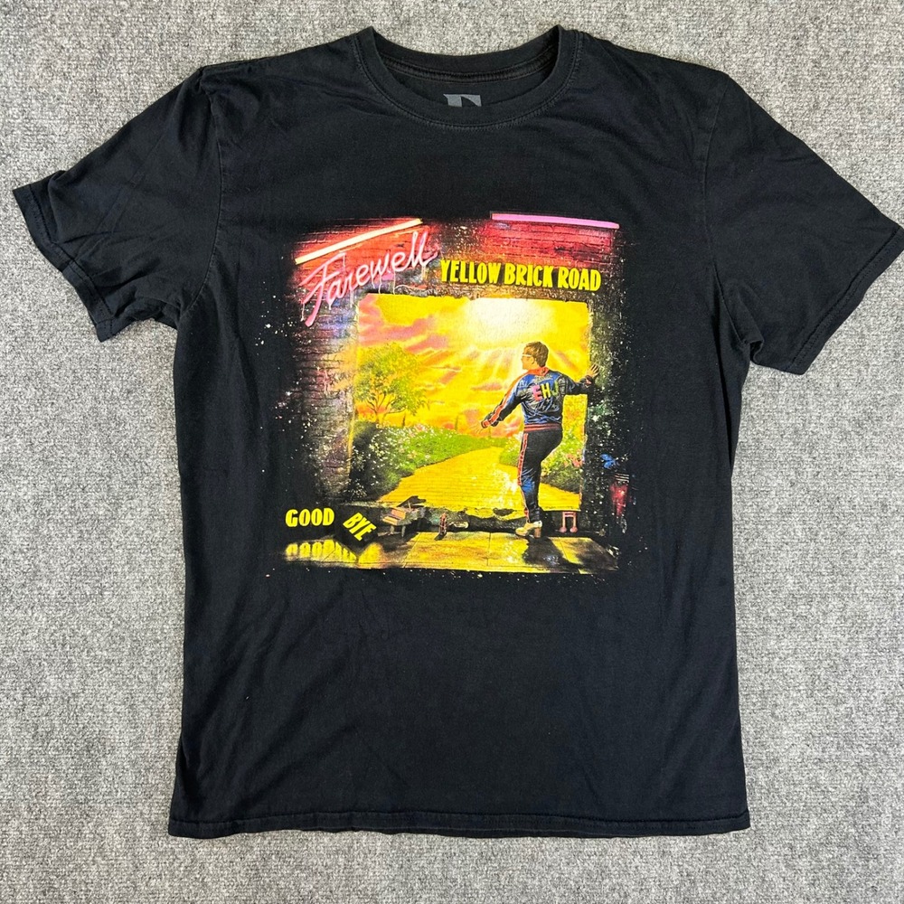 Elton John Farewell Yellow Brick Road 2022 Tour T-Shirt Mens Large Black Concert